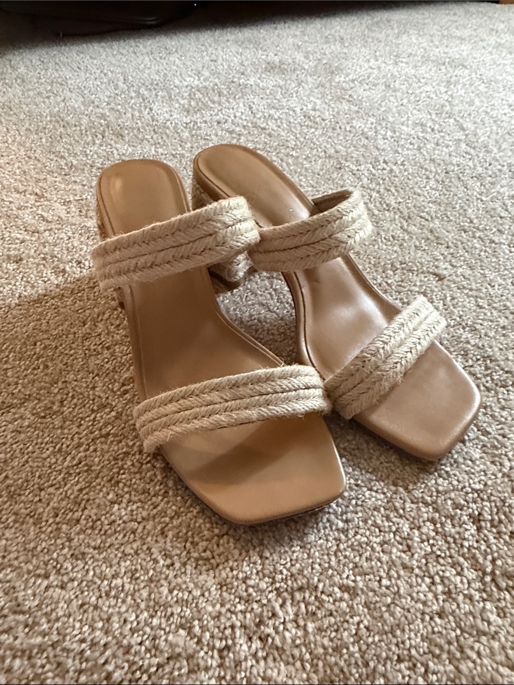 Madden Girl Braided Double-Strap Tan Slide Sandals